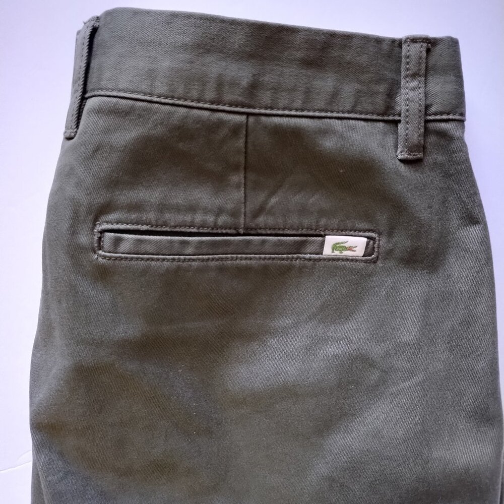 Lacoste Men's Cotton Slim Fit Pants 34 x 32 Preppy Casual Olive Green